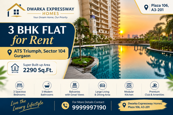 3 bhk flat for rent ATS Triumph sector 104 